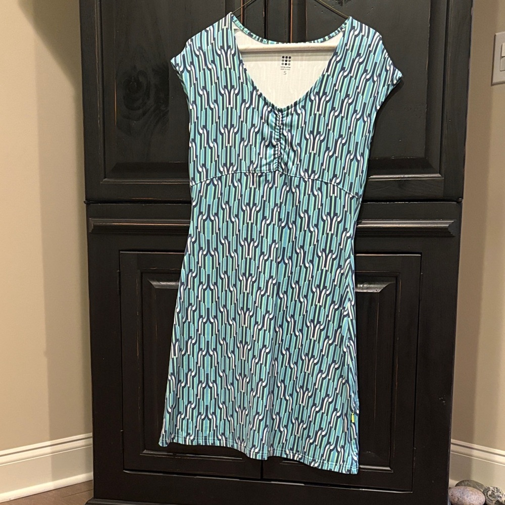 Title Nine Mod Graphic Green & Blue Dress